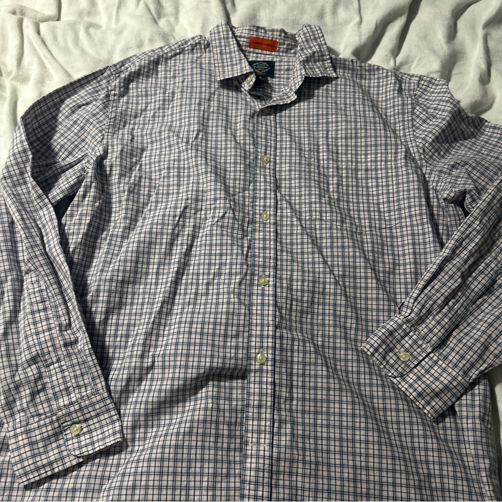 St. John's Bay Men's Plaid Shirt - Blue and White